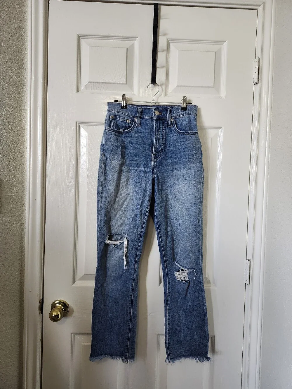 Madewell The Perfect Vintage Light Blue Straight Leg Distressed Jeans 26